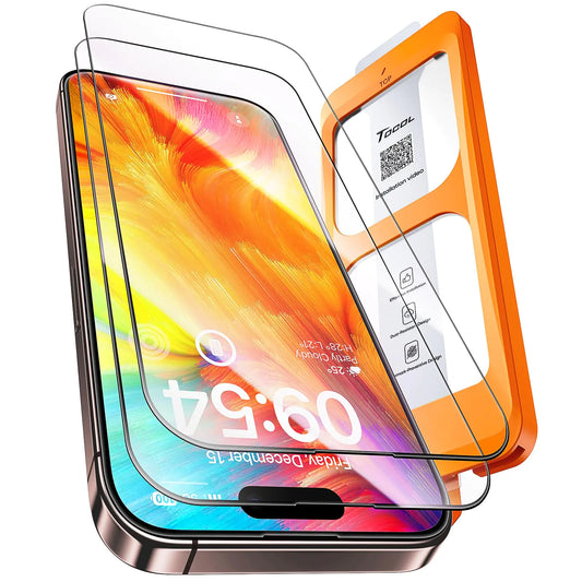 TOCOL for iPhone 16 Pro Max Screen Protector, [Military Grade Shatterproof] [9H Hardness] HD Tempered Glass for iPhone 16 Pro Max Full Coverage Screen Protector, Easy Installation, 2 Pack