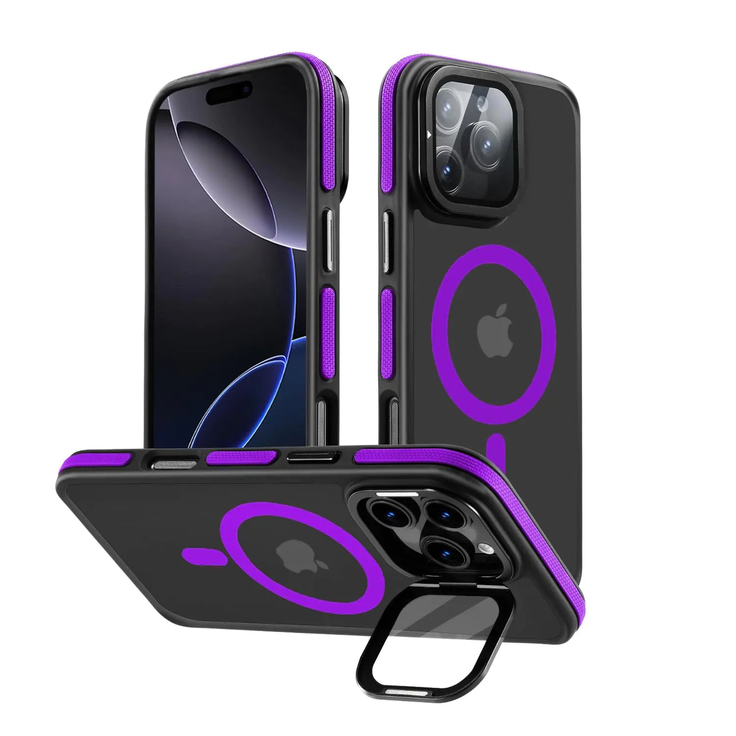 Moupiro for iPhone 16 Pro Case [Compatible with MagSafe][Built-in Stand Phone Case] Full Camera Protetction for iPhone 16 Pro Phone CasePurple