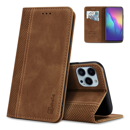 AKABEILA Mobile Phone Case Compatible with Samsung Galaxy S25 Ultra Case Protective PU Leather Flip Case Stand Wallet Folding Case Bag Case with [Card Slot] [Stand Function] [Magnetic] Light Brown