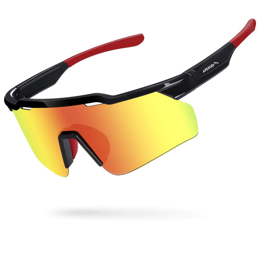 APEXUP Sports Polarized Sunglasses for Men Women UV400 Protection Mens Sunglasses for Cycling Fishing (Red)