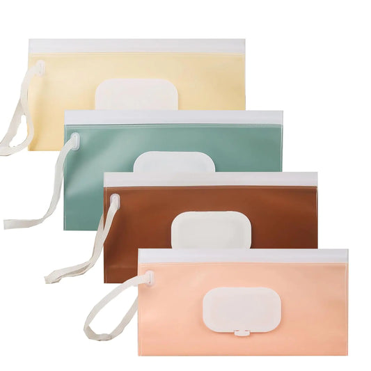 4pcs Baby Wipe Dispenser for Travel Portable Refillable Baby Wipes Container for Diaper Wipe Dispenser Reusable Travel Wet Wipe Pouch for Outdoor Camping Hiking.
